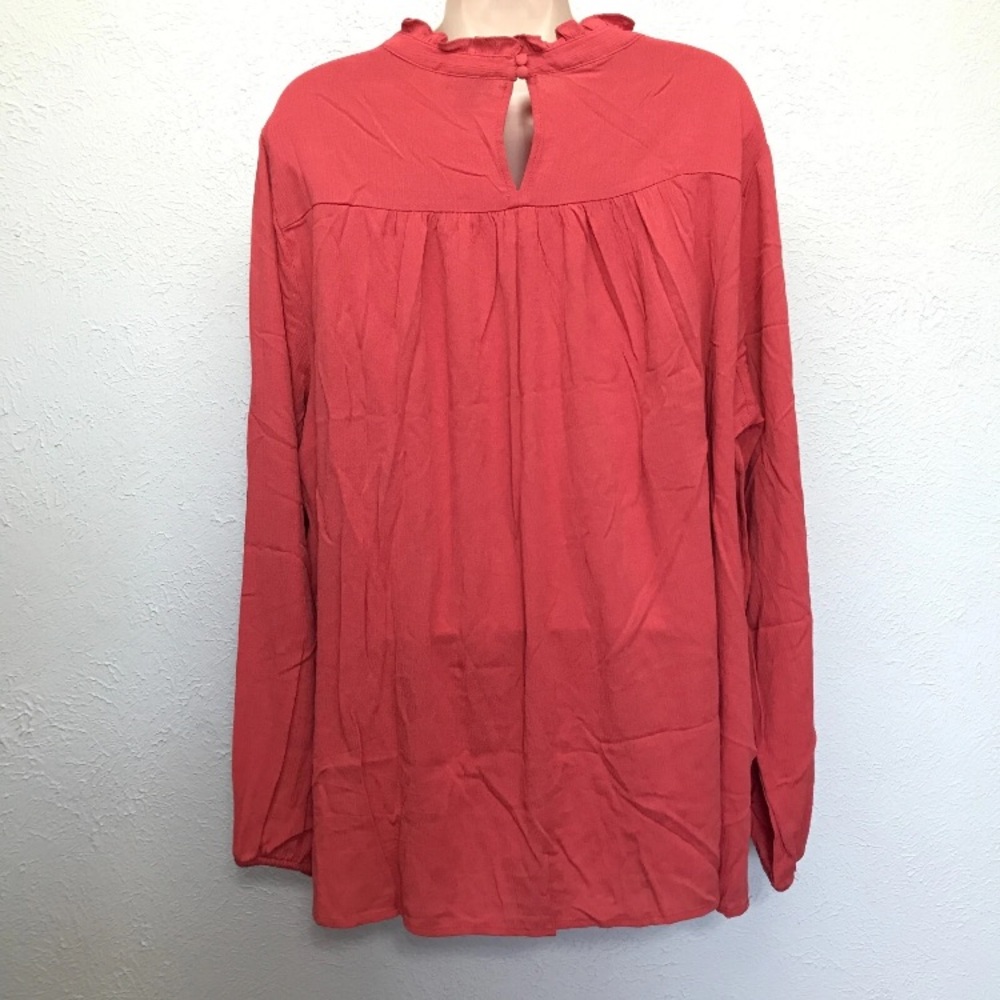 Torrid Top 1X Orange/Red Crinkle Gauze Embroidered Relaxed Long Sleeve‎ 14/16 - Picture 5 of 9